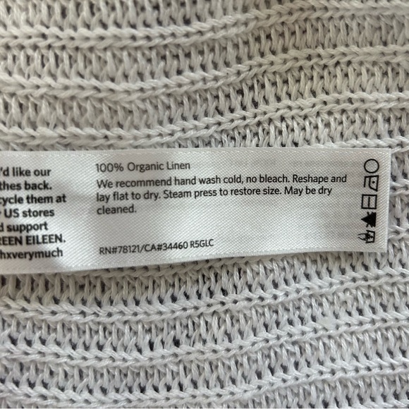 Eileen Fisher Organic Linen Draped Front  Cardigan, White, Size 1X - Picture 6 of 6